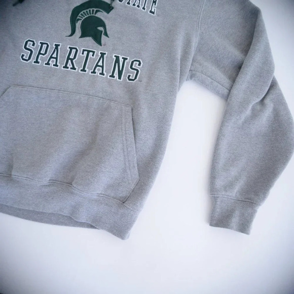 Vintage Colosseum Michigan State Spartans Grey & Green Pullover Hooded Sweater M - Picture 6 of 12